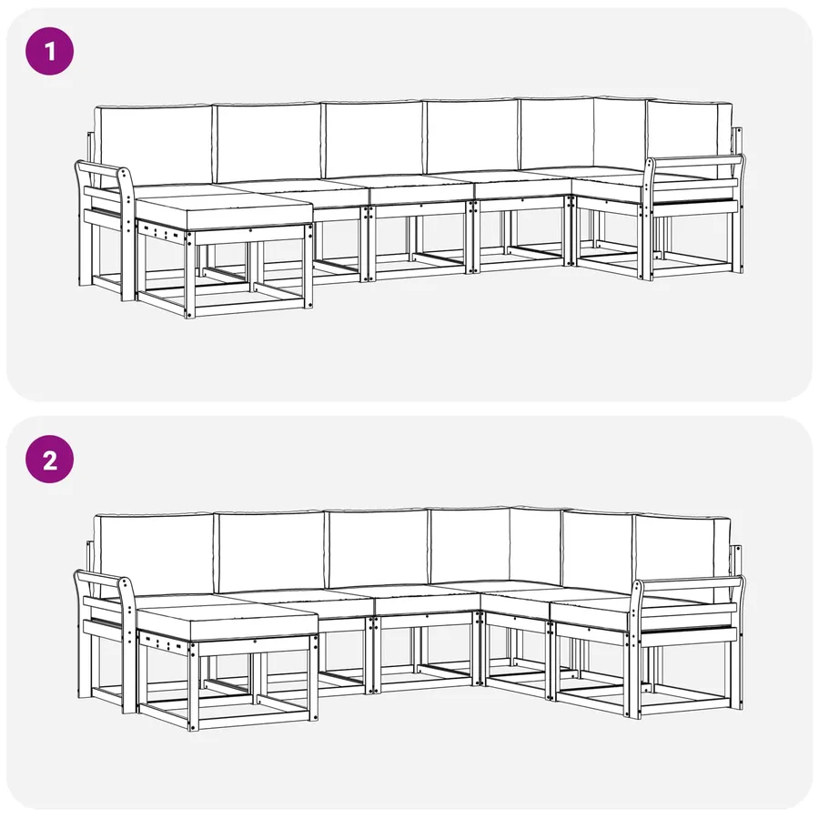 Ensemble de canapés d'extérieur 7 pcs Naturel et Beige - 7