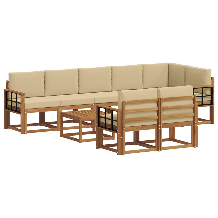Ensemble de canapés d'extérieur 9 pcs Naturel et Beige - 2
