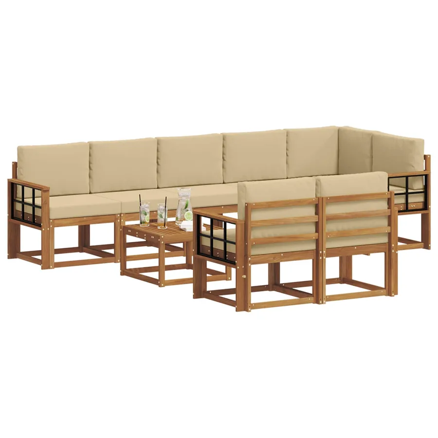 Ensemble de canapés d'extérieur 9 pcs Naturel et Beige - 3