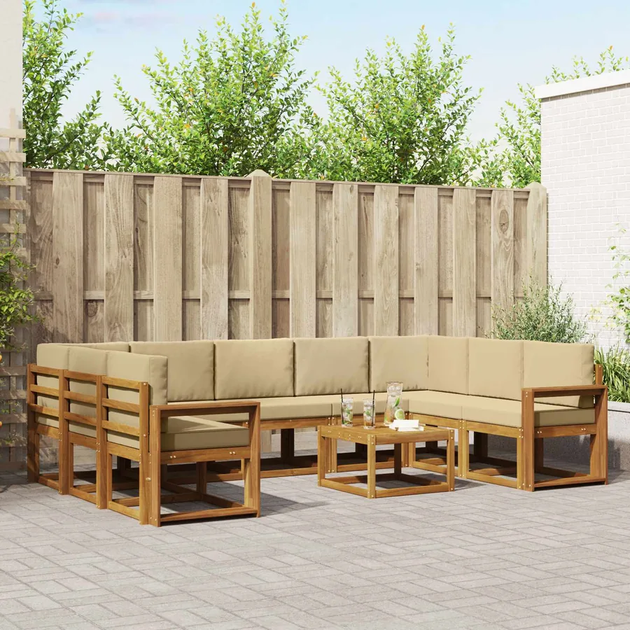 Ensemble de canapés d'extérieur 10 pcs Naturel et Beige