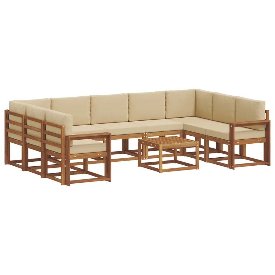 Ensemble de canapés d'extérieur 10 pcs Naturel et Beige - 2
