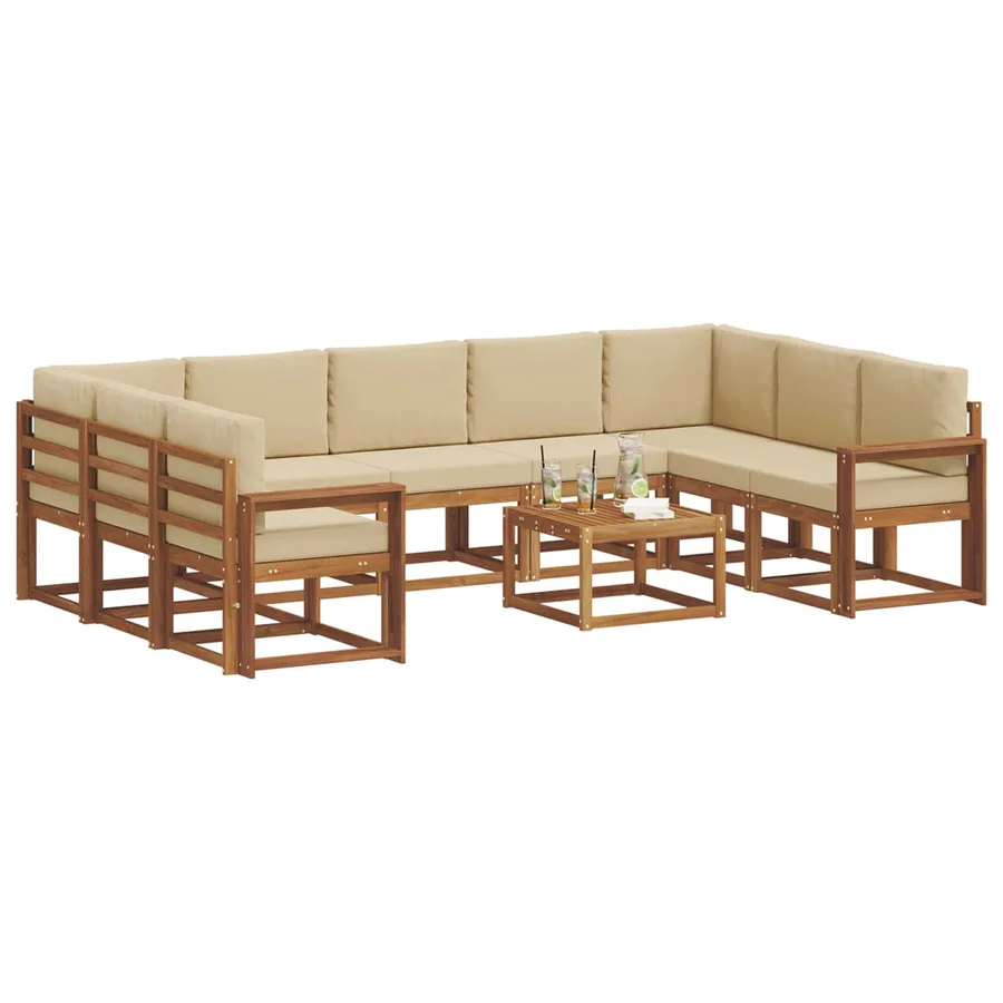 Ensemble de canapés d'extérieur 10 pcs Naturel et Beige - 3