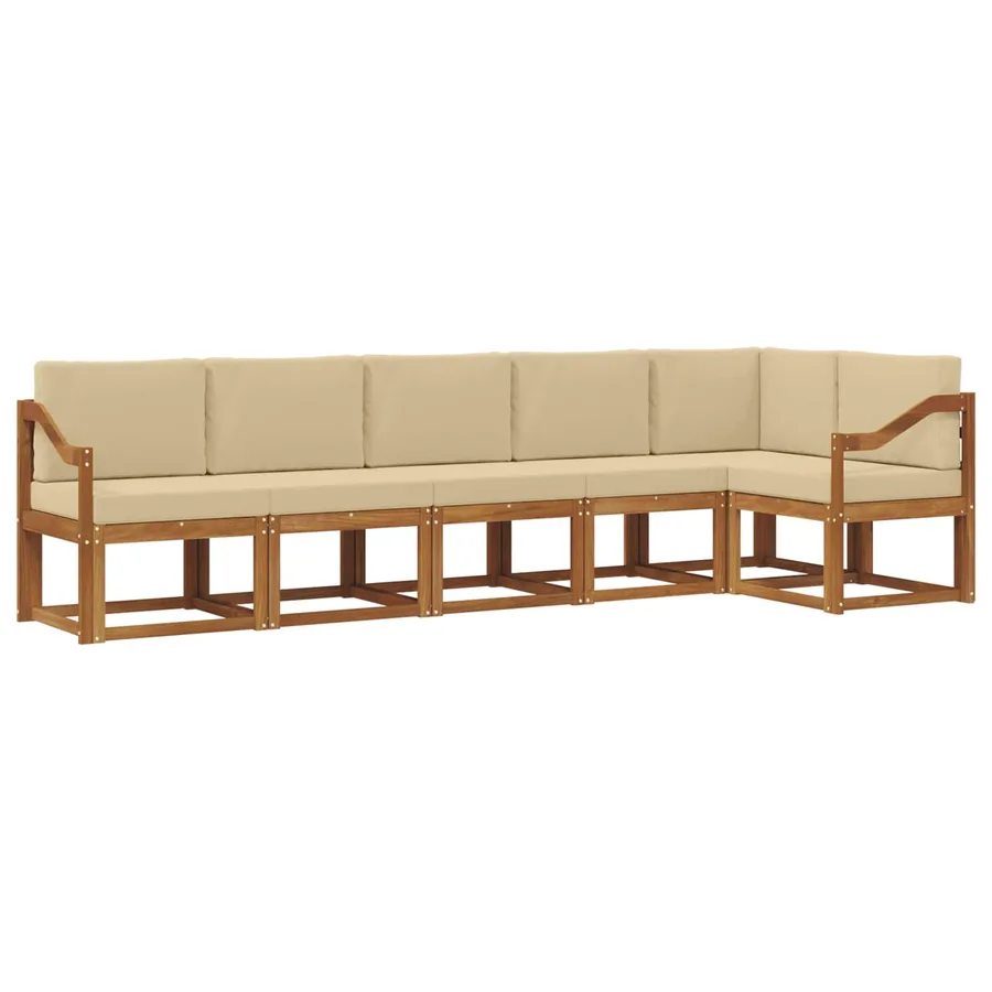 Ensemble de canapés d'extérieur 6 pcs Naturel et Beige - 2