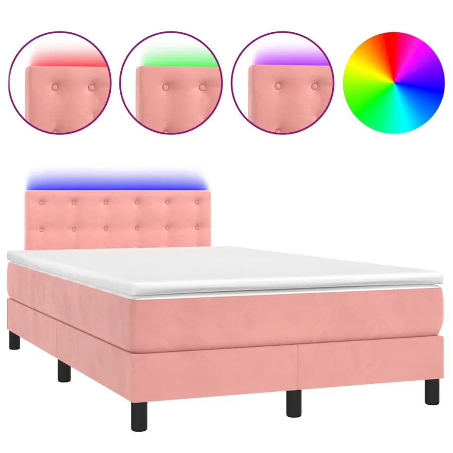 Sommier à lattes de lit avec matelas et LED Rose 120x200cm - 2