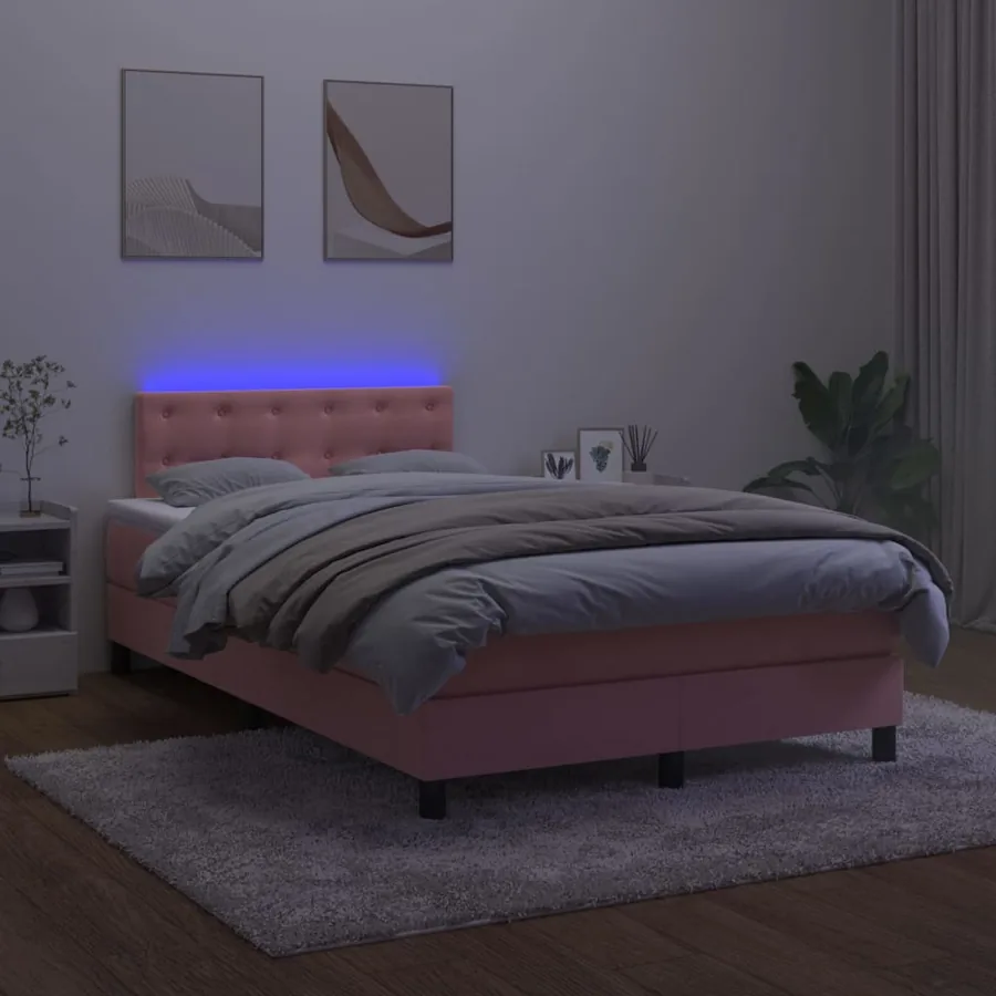 Sommier à lattes de lit avec matelas et LED Rose 120x200cm - 4