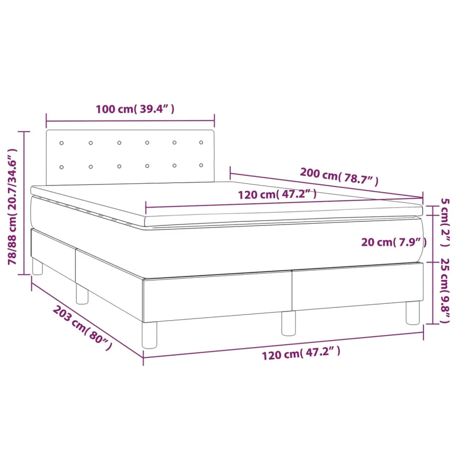 Sommier à lattes de lit avec matelas et LED Rose 120x200cm - 9