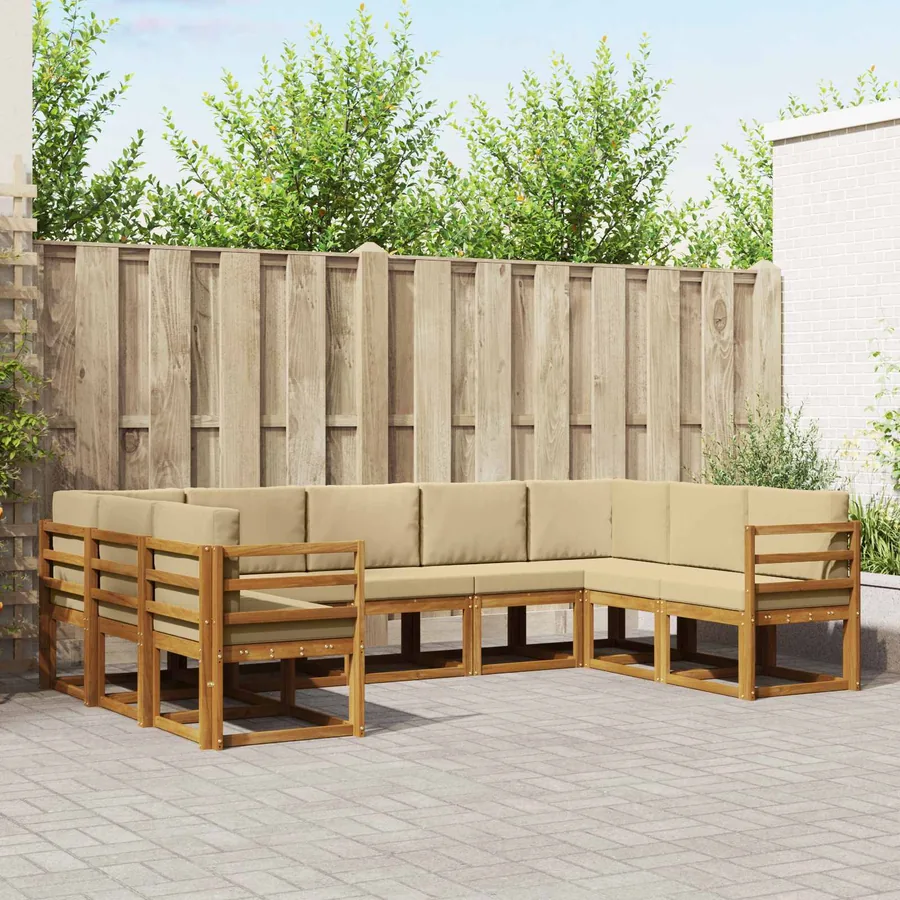 Ensemble de canapés d'extérieur 9 pcs Naturel et Beige