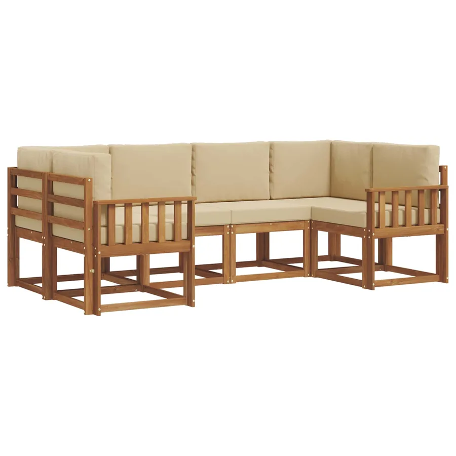 Ensemble de canapés d'extérieur 6 pcs Naturel et Beige - 2