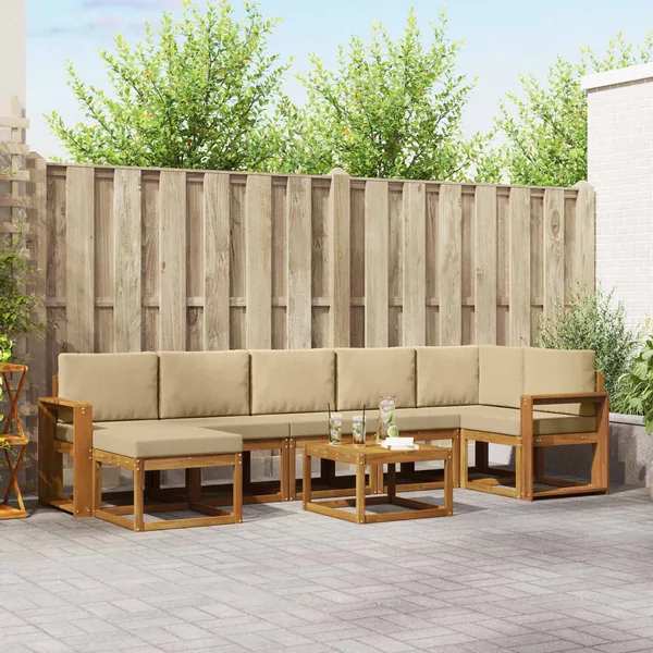 Ensemble de canapés d'extérieur 8 pcs Naturel et Beige