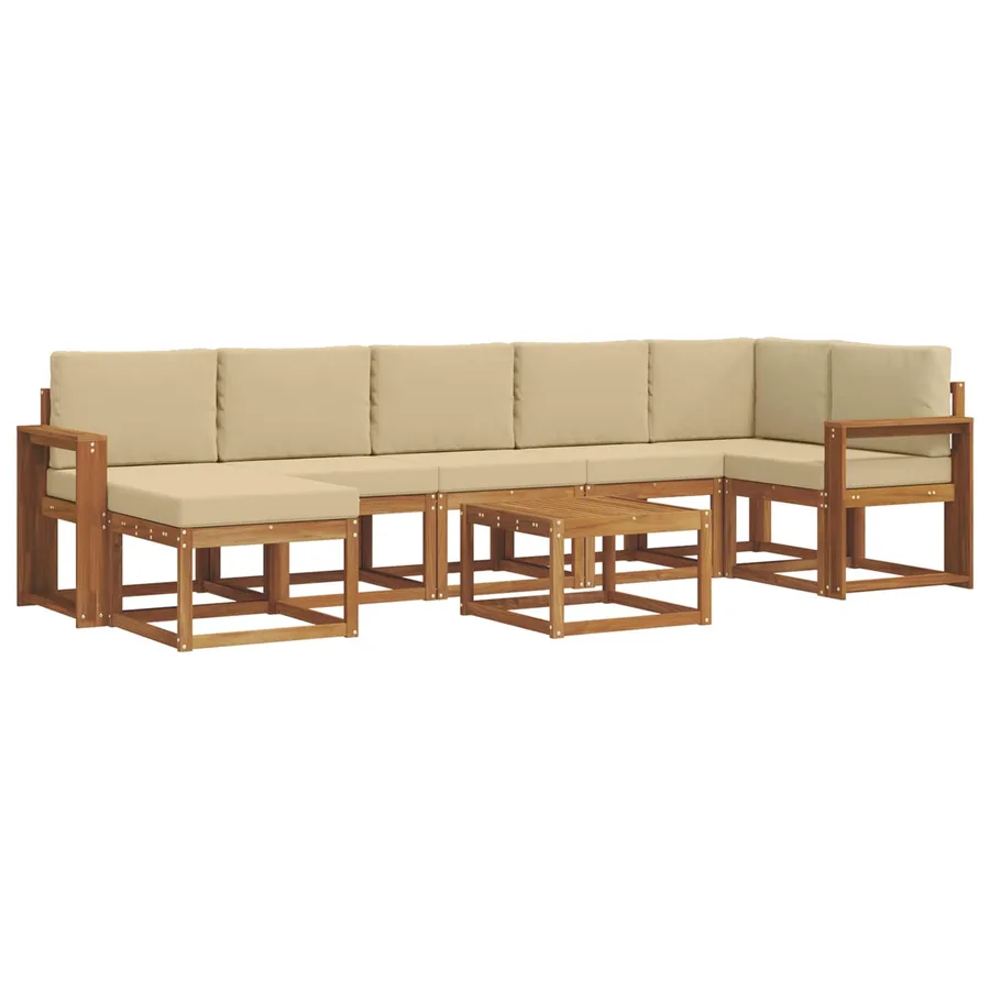 Ensemble de canapés d'extérieur 8 pcs Naturel et Beige - 2