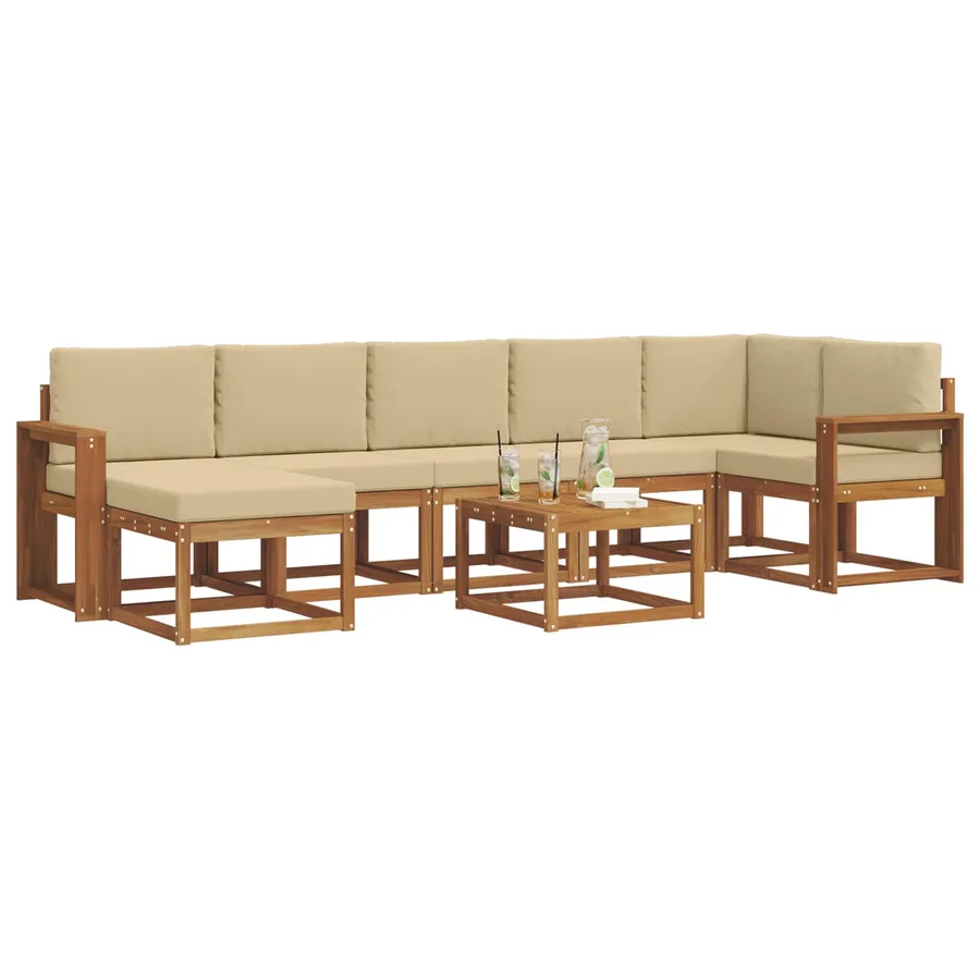 Ensemble de canapés d'extérieur 8 pcs Naturel et Beige - 3