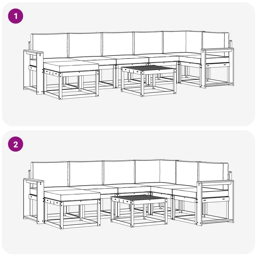 Ensemble de canapés d'extérieur 8 pcs Naturel et Beige - 9