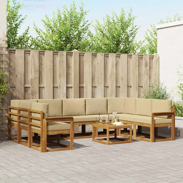 Ensemble de canapés d'extérieur 10 pcs Naturel et Beige