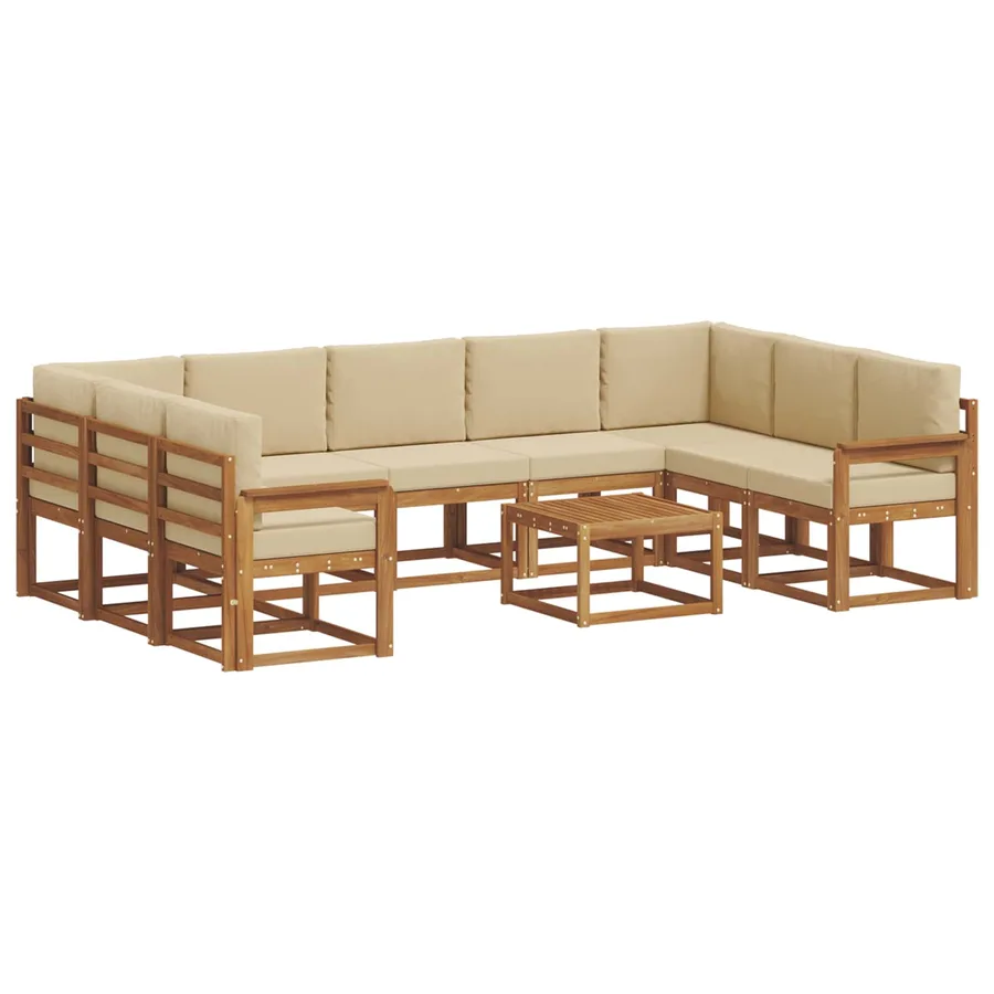 Ensemble de canapés d'extérieur 10 pcs Naturel et Beige - 2