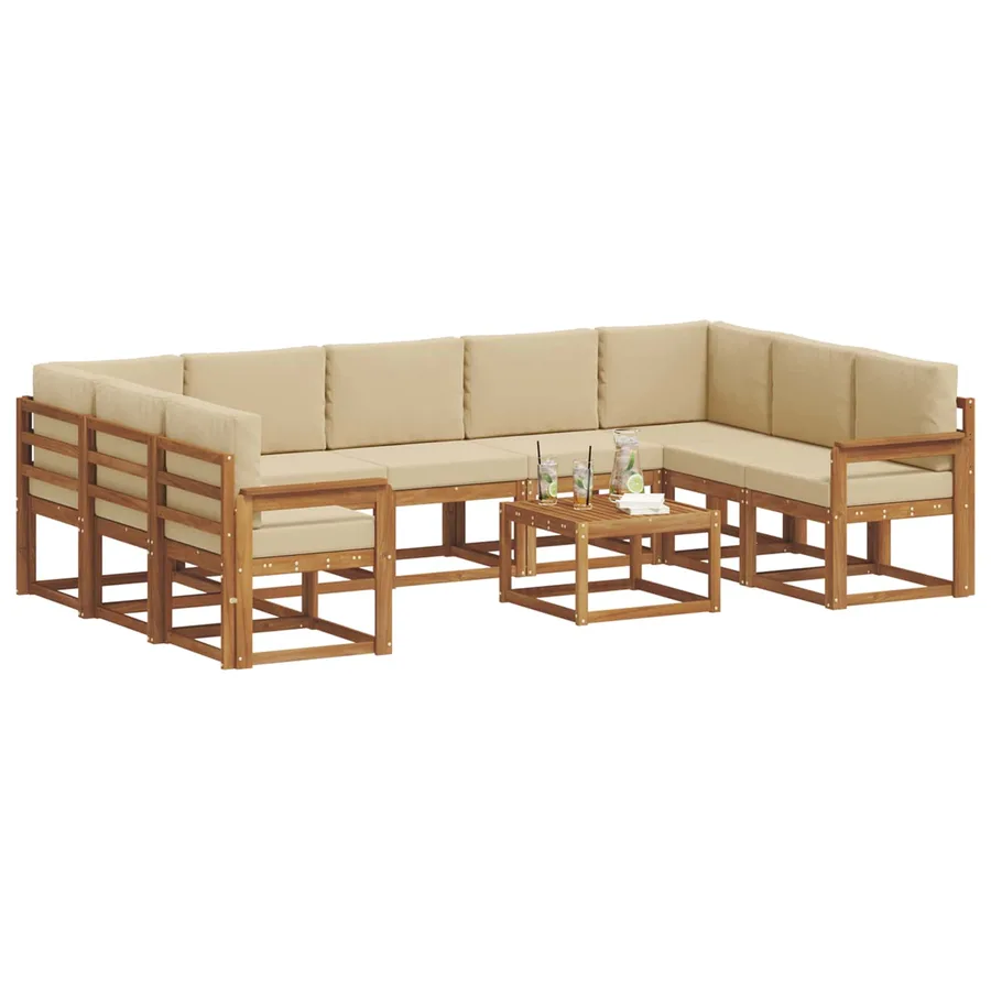 Ensemble de canapés d'extérieur 10 pcs Naturel et Beige - 3