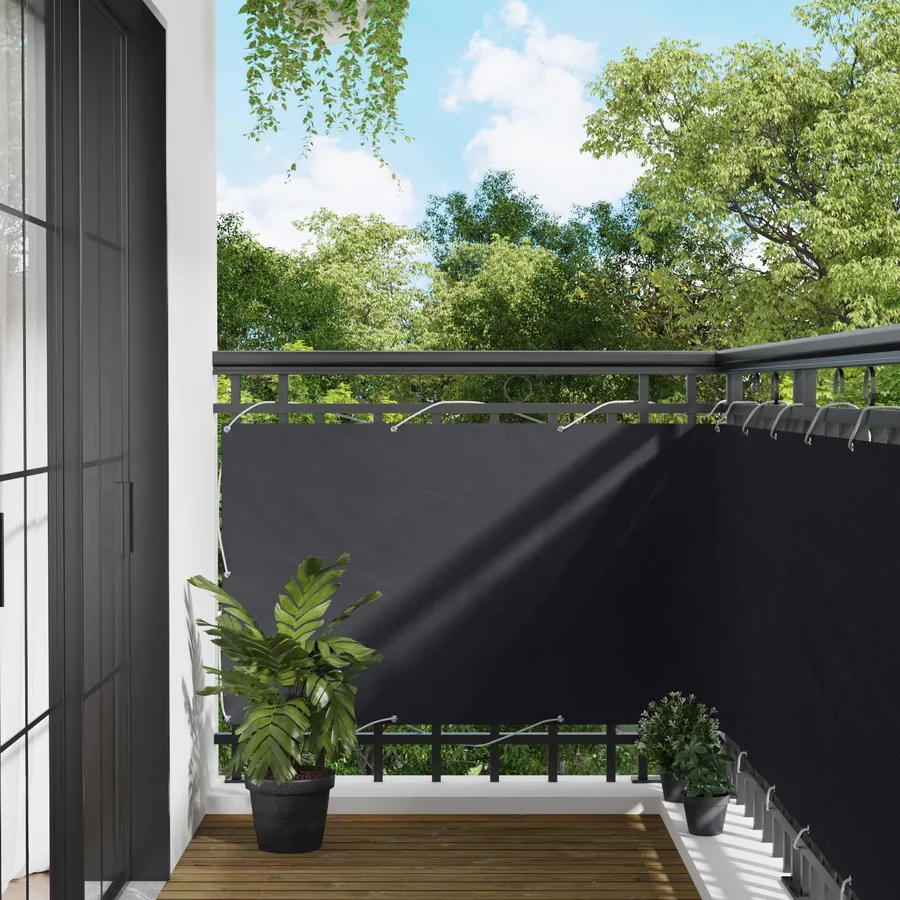 Écran de balcon Noir 100 x 800 cm Tissu Oxford