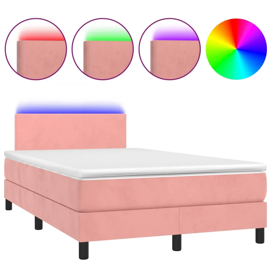 Sommier à lattes de lit avec matelas LED Rose 120x200cm Velours - 2