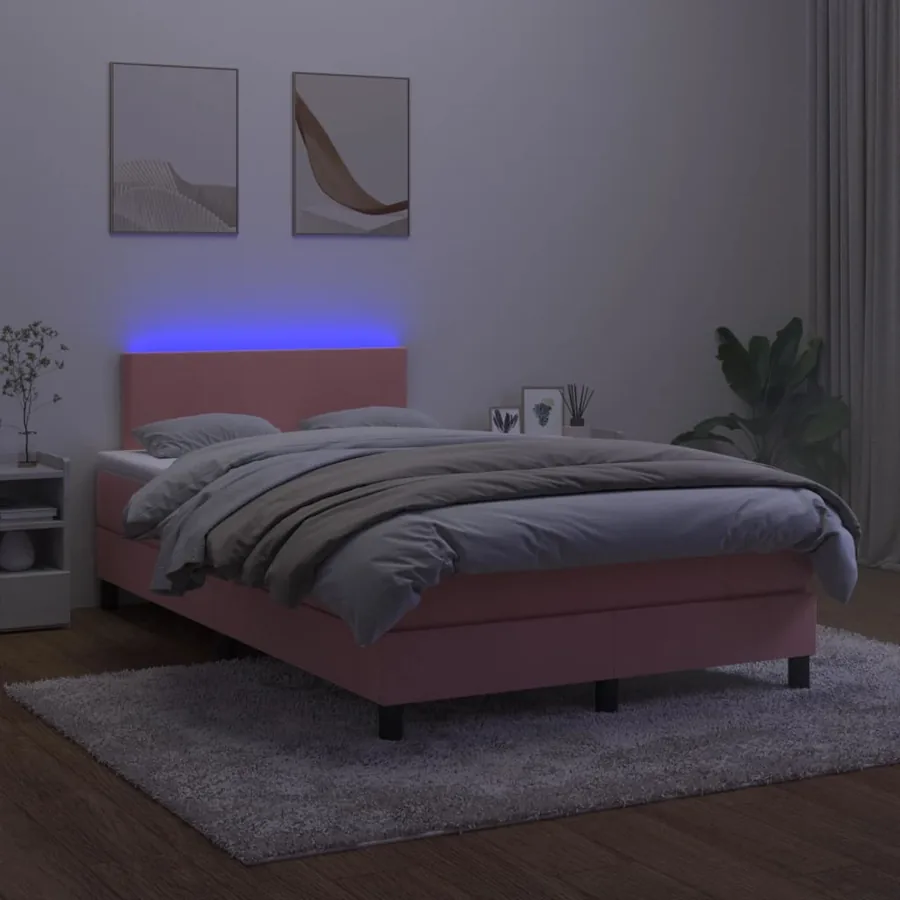 Sommier à lattes de lit avec matelas LED Rose 120x200cm Velours - 4