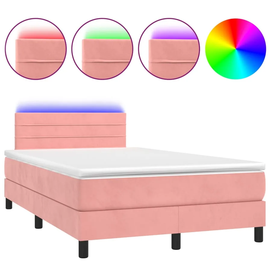 Sommier à lattes de lit avec matelas et LED Rose 120x200cm - 2