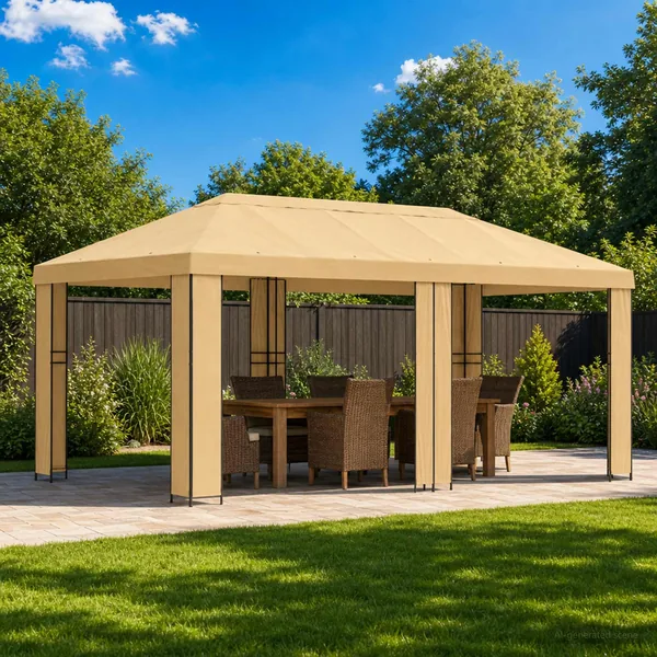 Abri de jardin 6 x 3 m Crème Polyester et Acier 190
