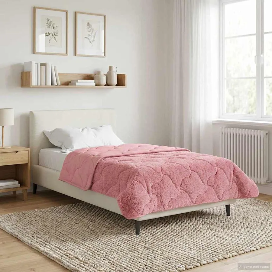 Duvet d'hiver Rose 140 x 220 cm Microfibre et polaire Teddy - 4