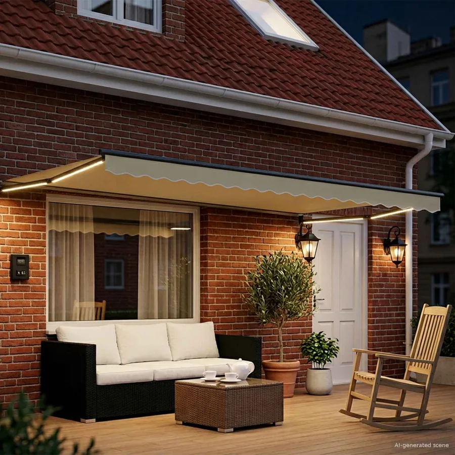 Store rétractable manuel avec LEDs 4,5 × 3 m - 3