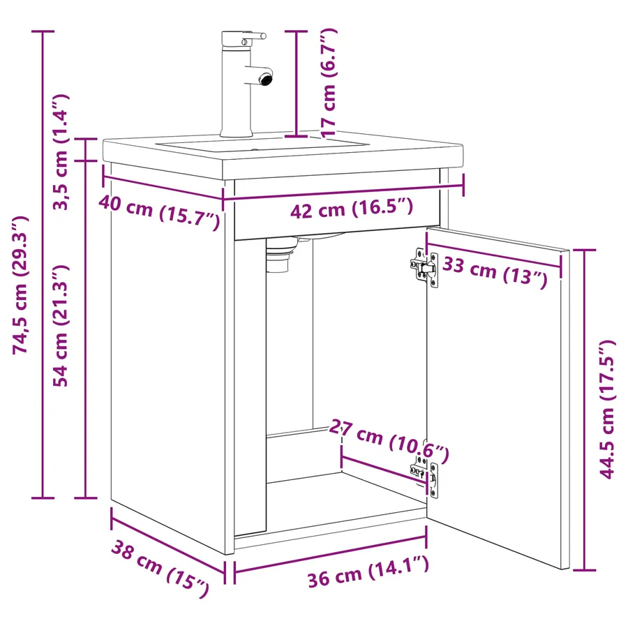Meuble de salle de bain avec robinet Chêne noir - 10