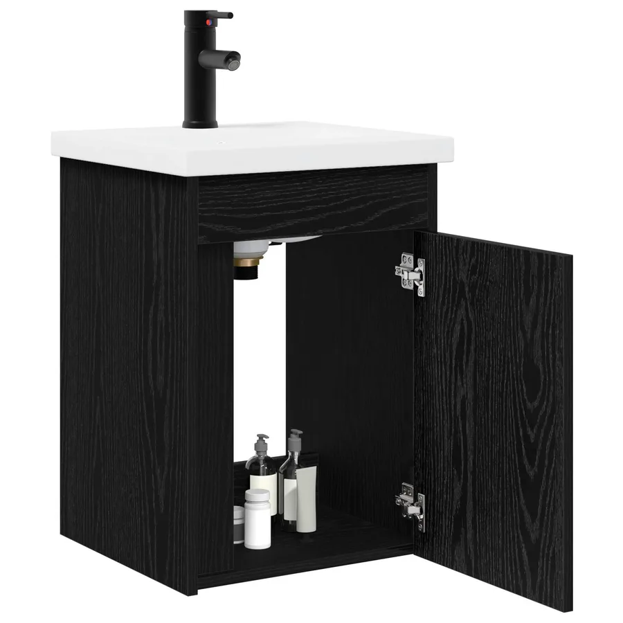 Meuble de salle de bain avec robinet Chêne noir - 3