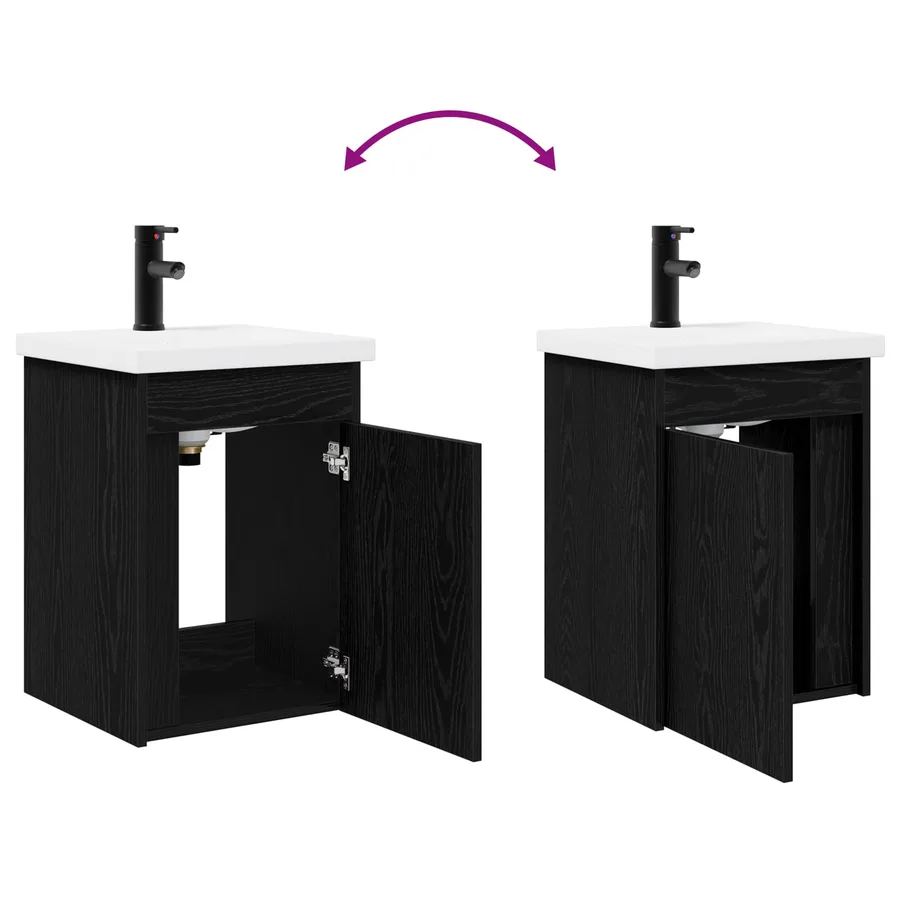 Meuble de salle de bain avec robinet Chêne noir - 9