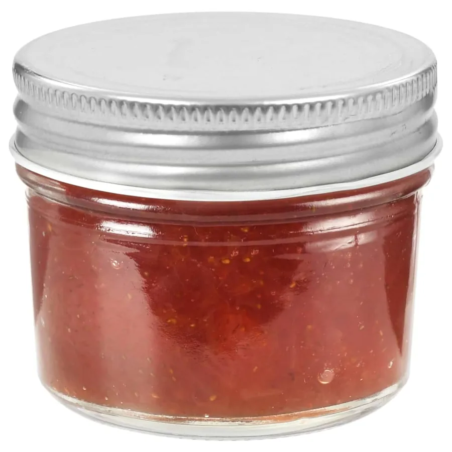 24 pcs Pots à confiture avec couvercles argentés Verre 110 ml - 3