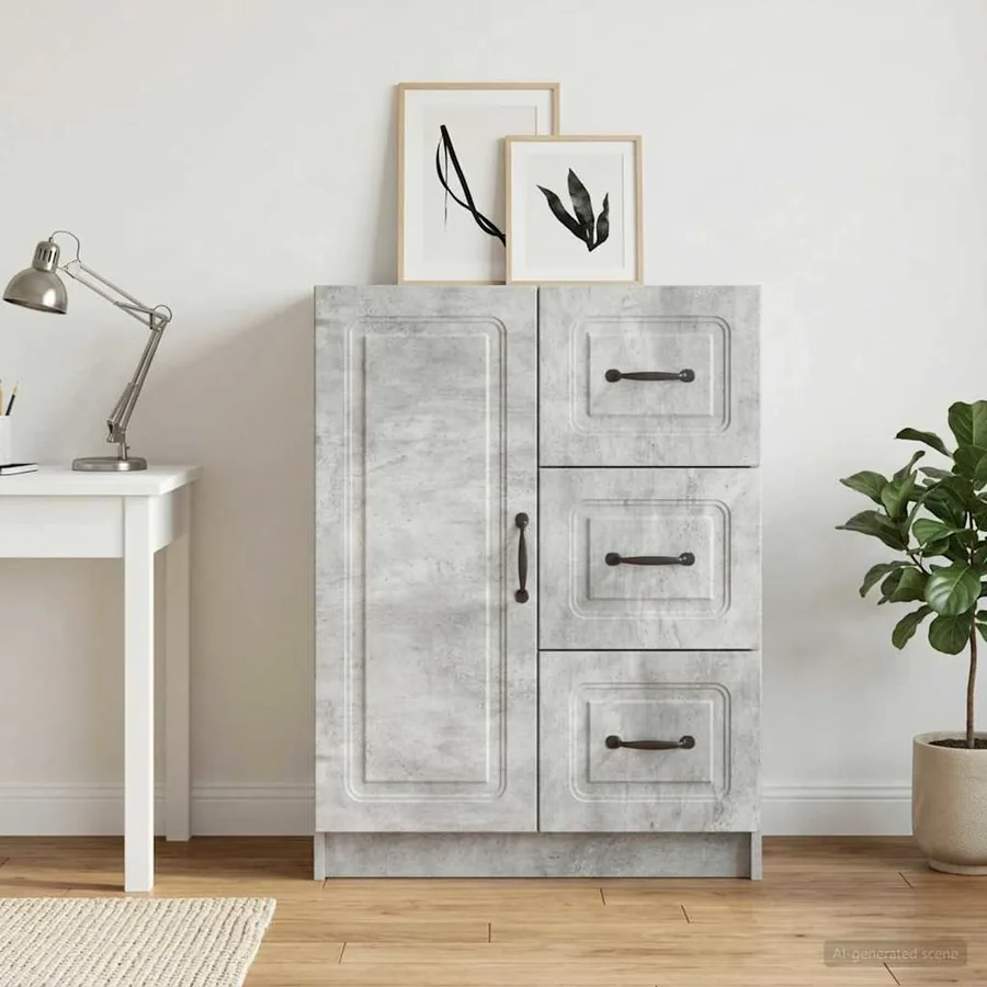Buffet Gris béton 66 x 34,5 x 87 cm Bois d'ingénierie