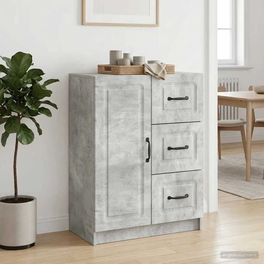 Buffet Gris béton 66 x 34,5 x 87 cm Bois d'ingénierie - 4