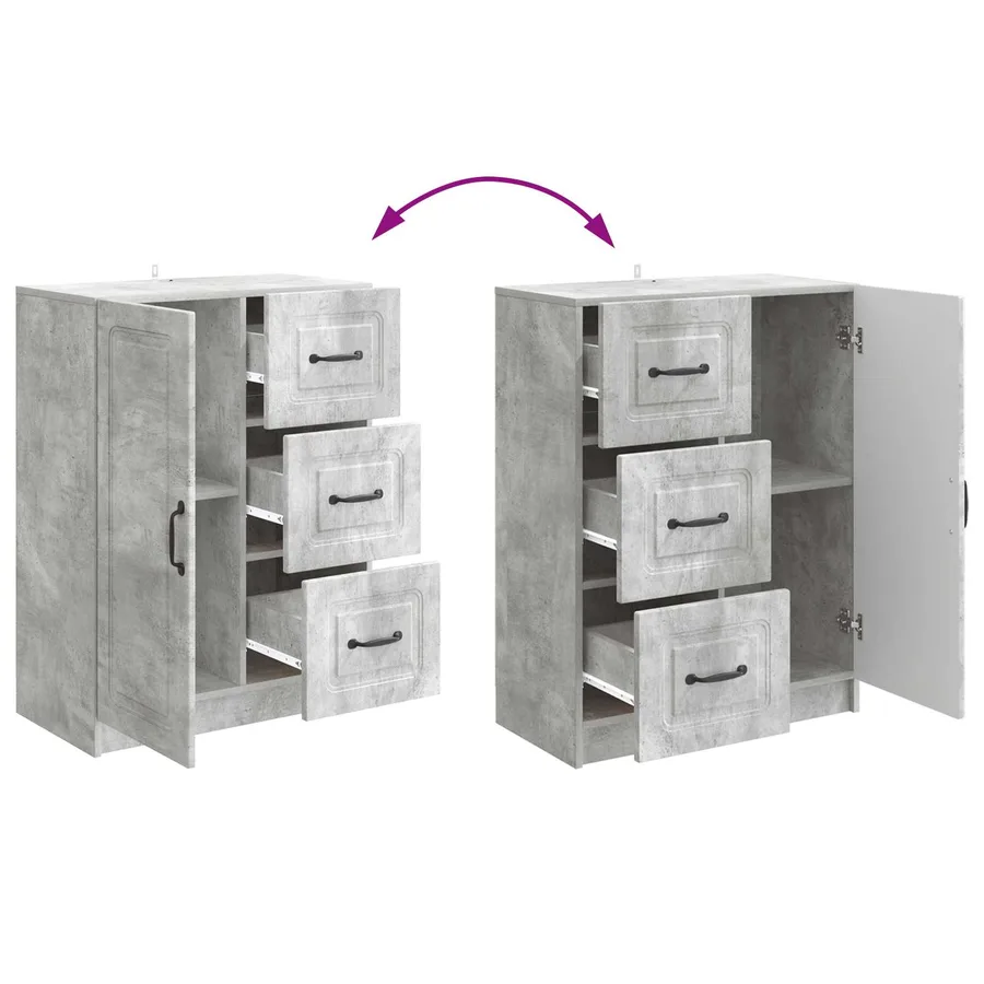 Buffet Gris béton 66 x 34,5 x 87 cm Bois d'ingénierie - 8