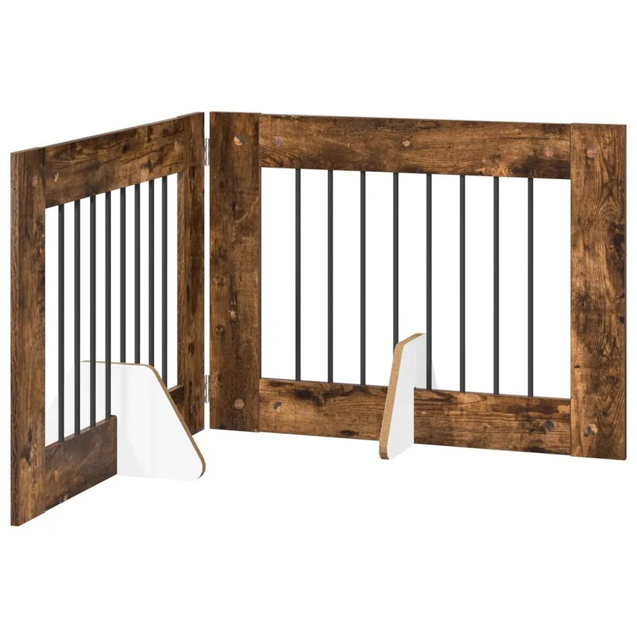 Porte de chien pliable avec supports 2 pcs Chêne fumé 160,5 cm - 2