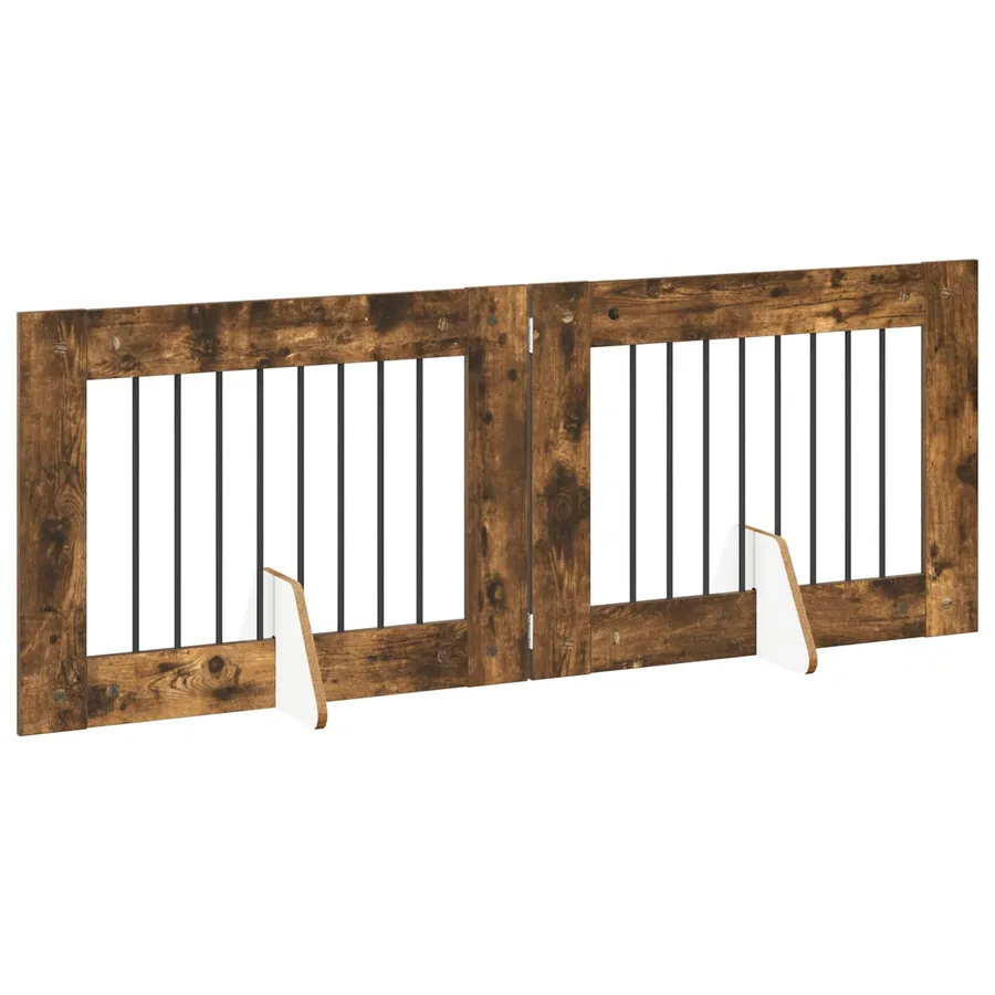 Porte de chien pliable avec supports 2 pcs Chêne fumé 160,5 cm - 3