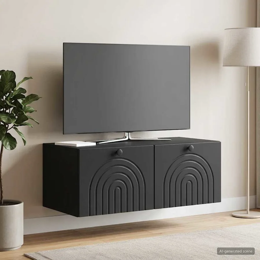 Meuble TV mural Noir 78,5 x 41 x 30 cm Bois d'ingénierie