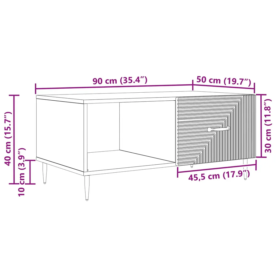 Table basse Chêne Sonoma 90 x 50 x 40 cm Bois d'ingénierie - 11
