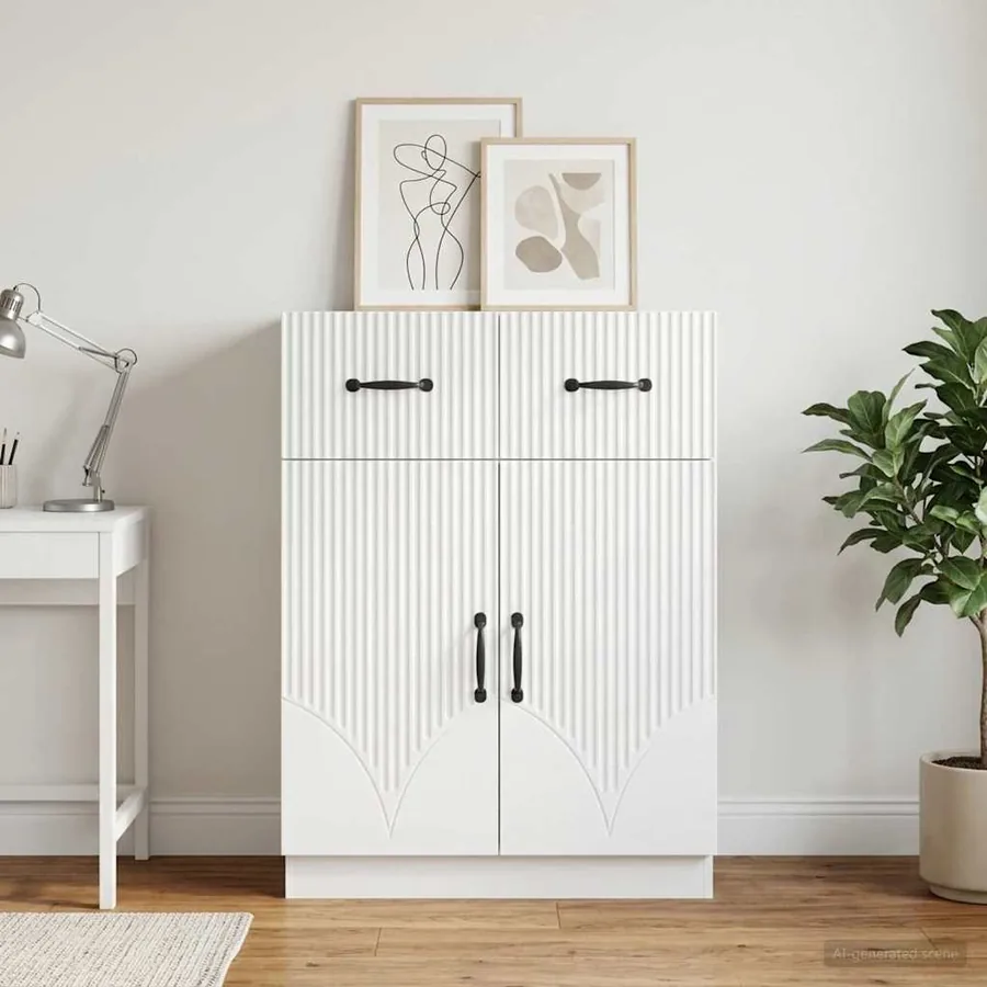 Buffet Blanc 66 x 34,5 x 87 cm Bois d'ingénierie