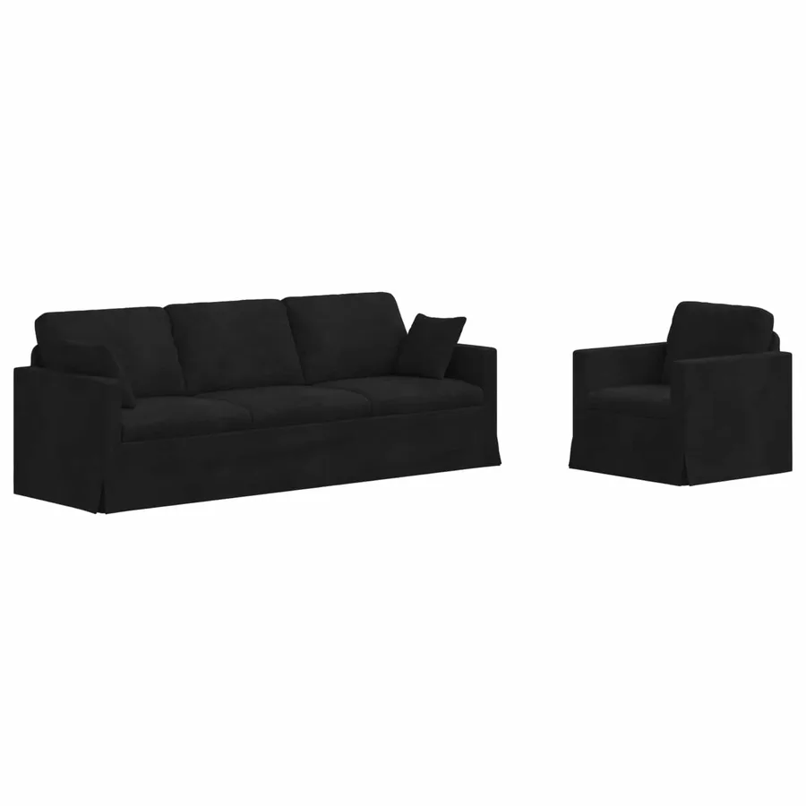 Ensemble de Canapés 2 pcs Noir Velours - 2