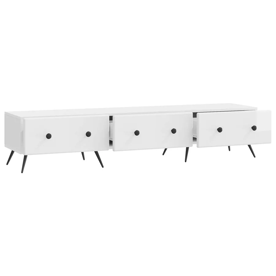 Meuble TV Blanc brillant 147 x 34,5 x 30 cm Bois d'ingénierie - 5