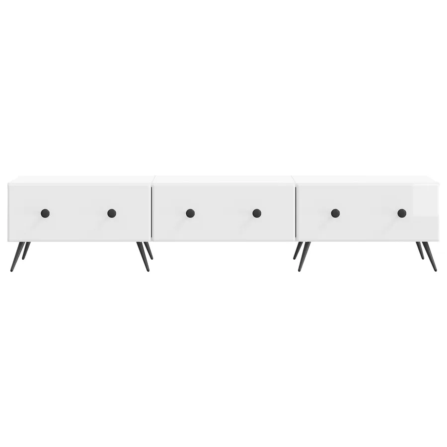 Meuble TV Blanc brillant 147 x 34,5 x 30 cm Bois d'ingénierie - 6