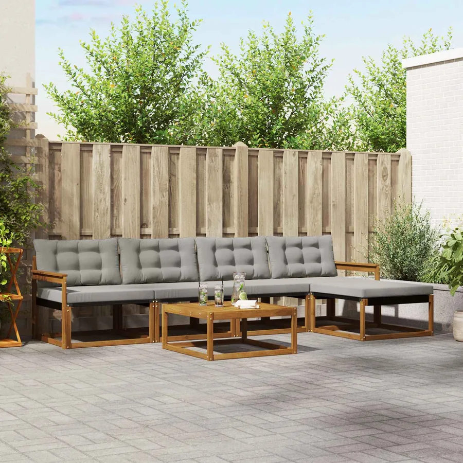 Ensemble de canapés d'extérieur 6 pcs Gris Naturel et Clair