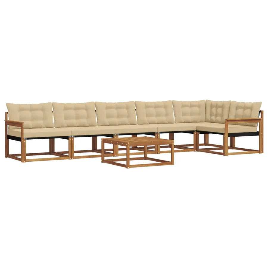 Ensemble de canapés d'extérieur 7 pcs Naturel et Beige - 2