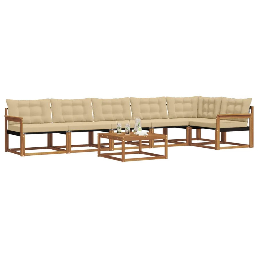 Ensemble de canapés d'extérieur 7 pcs Naturel et Beige - 3