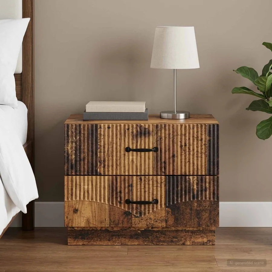 Cabinet de chevet avec tiroir Bois ancien 62 x 34,5 x 44,5 cm