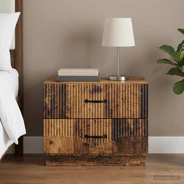 Cabinet de chevet avec tiroir Bois ancien 62 x 34,5 x 44,5 cm