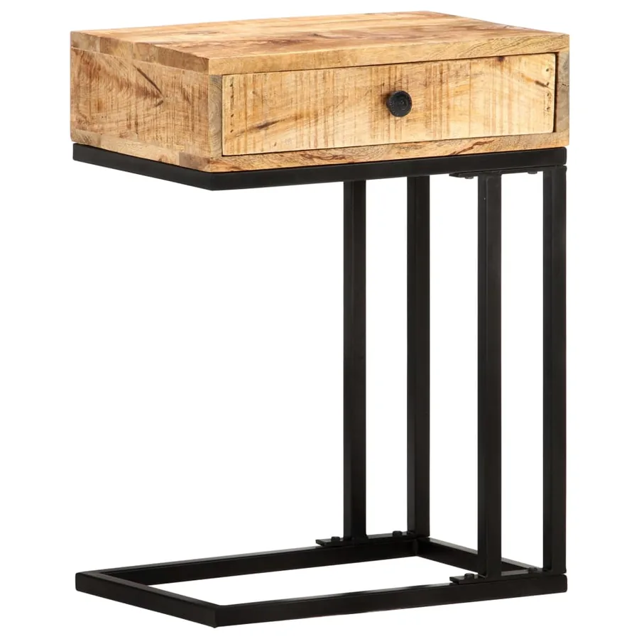 Table d'appoint en forme d'U 45x30x61cm Bois de manguier massif - 13