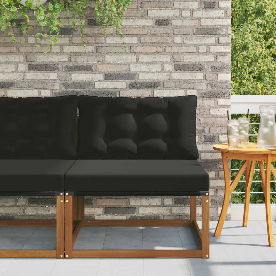 Sofa de milieu extérieur Bois d'acacia massif et Textilène
