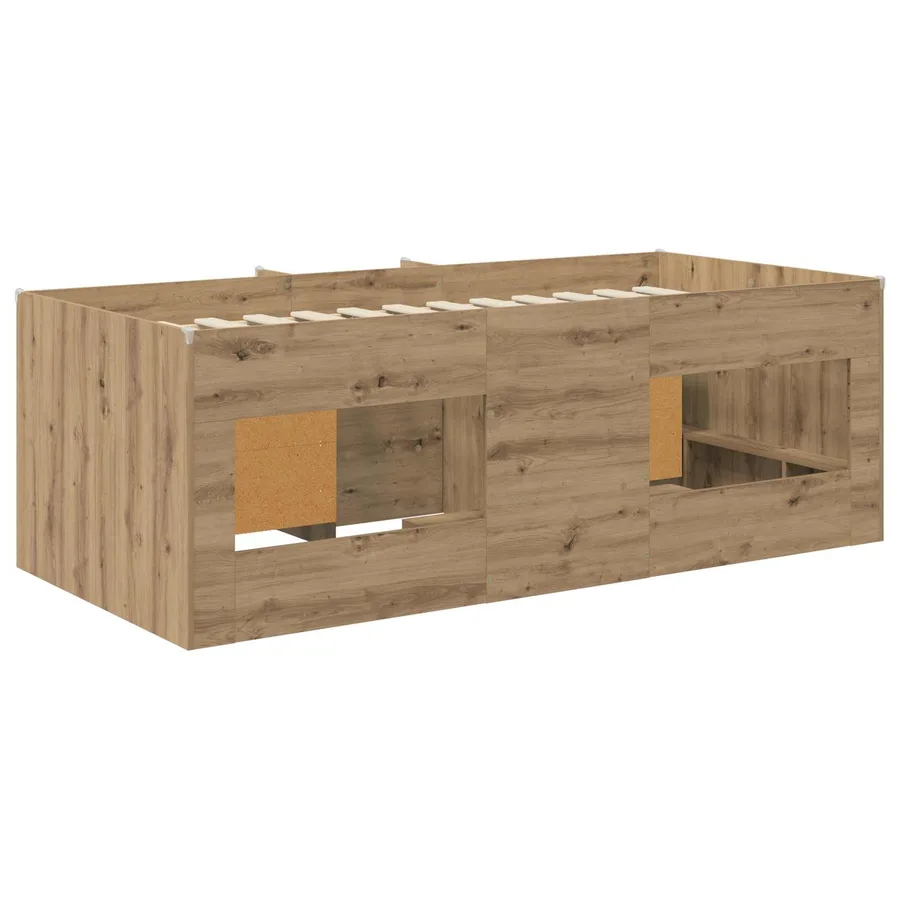 Cadre de lit en loft avec armoire 3 pc Chêne artisanal - 5
