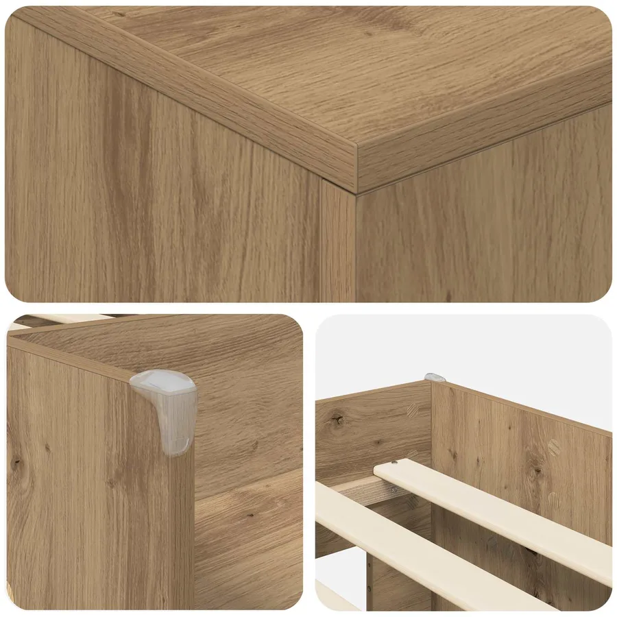 Cadre de lit en loft avec armoire 3 pc Chêne artisanal - 6